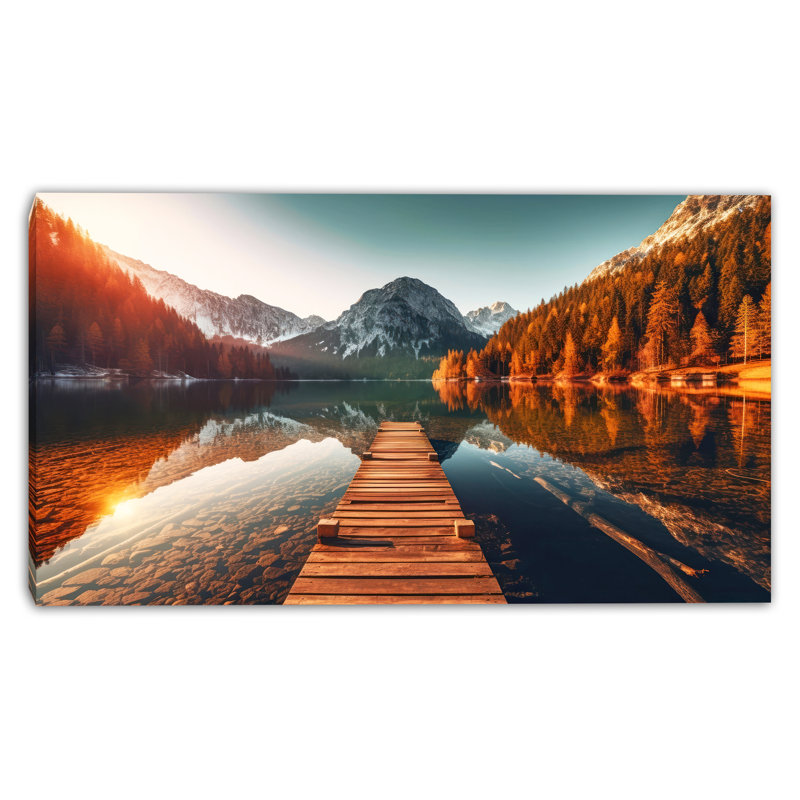 Art mural sur toile Sunrise Reflections Dock, H 24 po x l 42 po