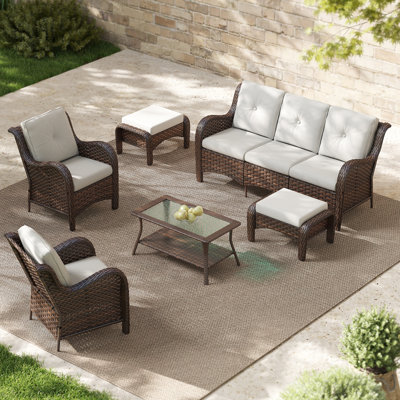 Ashunte 5 - Person Patio Conversation Set with Cushions