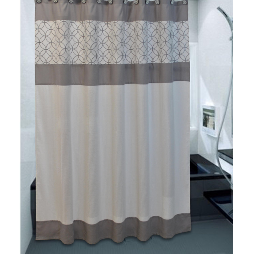 Delozier Geometric Shower Curtain with Hooks Included Red Barrel Studio®