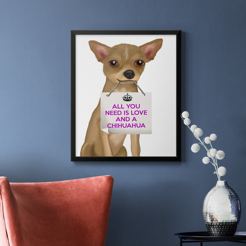 «Love and Chihuahua», toile encadrée de qualité supérieure - prête à être accrochée, Noir, H 24 po x l 20 po