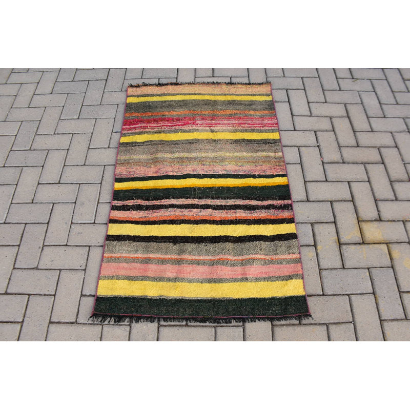 Tapis antiques, tapis rétro, petits tapis, tapis modernes, tapis turc, tapis tissés à plat jaunes, kilim