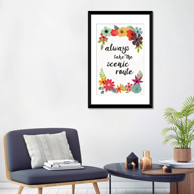 «Words & Petals III», art textuel sur toile, Papier d'art encadré noir, H 32 po x l 24 po x P 1 po