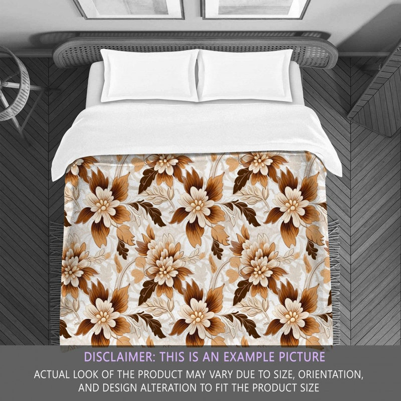Machine Printed Comforter, King Comforter, White/Beige Floral