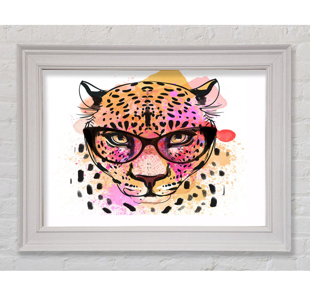 Gerahmter Kunstdruck Peach Leopard Glasses