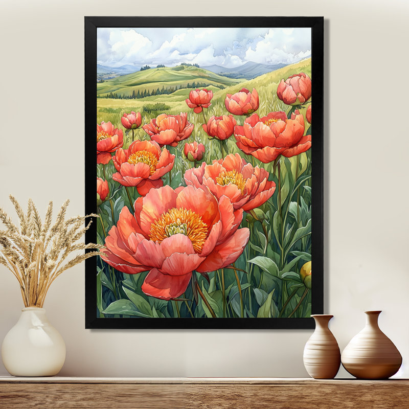 Elyria - art mural floral, Noir, H 20 po x l 12 po, Reproduction encadrée sans passe-partout