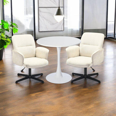 Ensemble de salon de bureau 3 pièces - Fauteuils pivotants et table ronde pour la réception, la conférence ou le bureau personnel