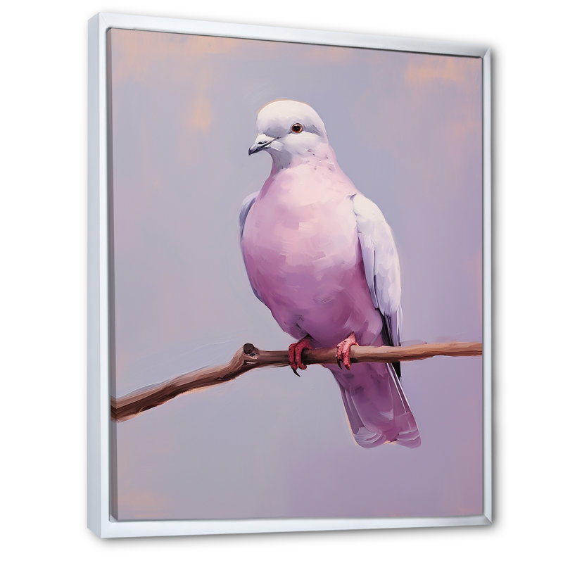 Colombe polie II sur toile, Cadre flottant blanc, H 32 po x l 24 po x P 1 po