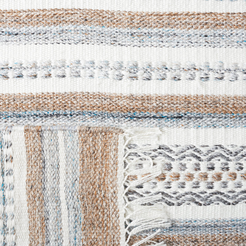 Airell Flat Weave Performance Striped Rug, Square 7'