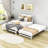 Full Wood Platform Bed with Twin Adjustable Trundle and Headboard-1668134975