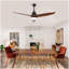 Hot sales Ventilateur de plafond noir moderne de 52 pouces avec moteur à courant continu réversible à télécommande 3 lumières à DEL à 3 couleurs à intensité variable