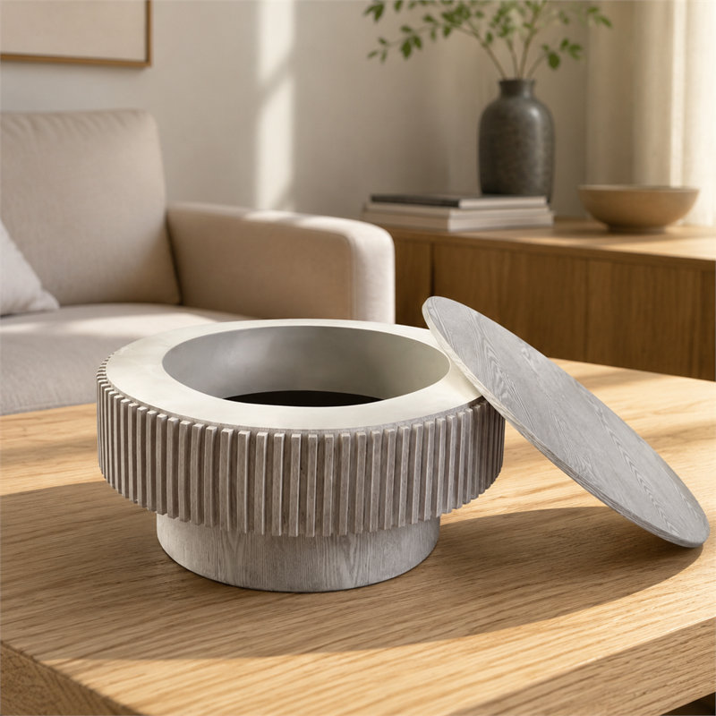Table basse de rangement cannelée