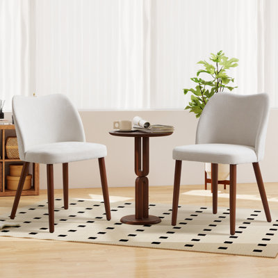 48cm Wide Modern Upholstered Dining Chair with Solid Wood Legs (Set of 2)