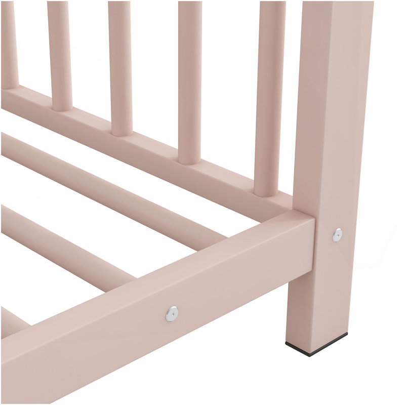 Lit plateforme simple en métal, rose, Rose