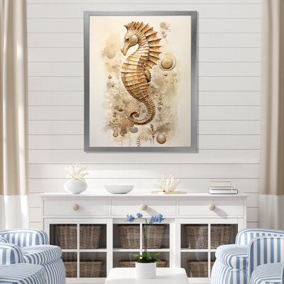 Hippocampe magique beige III sur toile