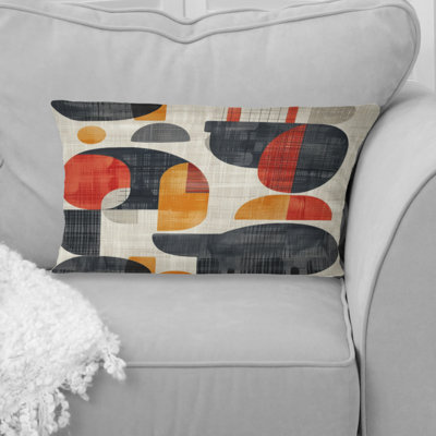Red Black Geometric Shapes IV - Geometric Lumbar Pillow