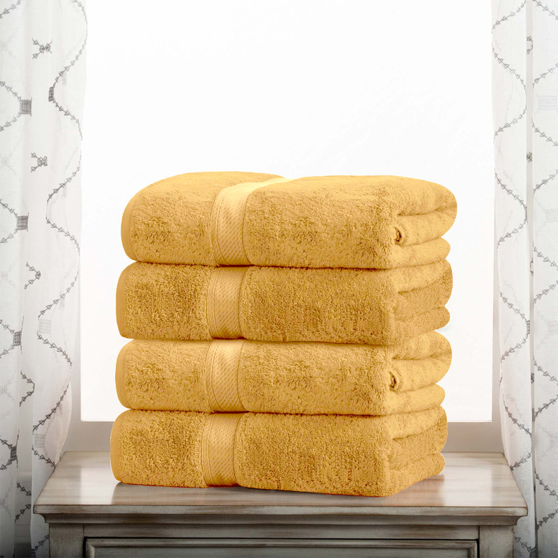 Donlad Certified Certified Egyptian Cotton 800 GSM Heavyweight Plush Solid Luxury Bath Towel, Gold
