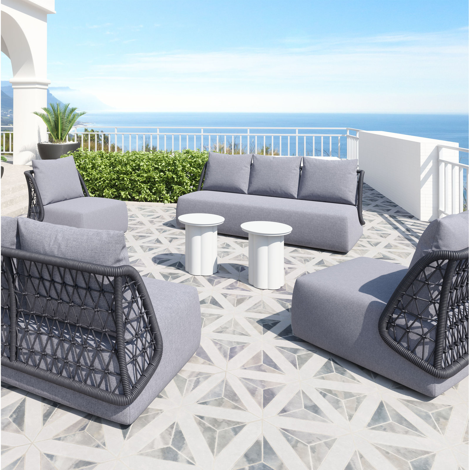 Lasker 76'' Wide Straight Patio Sofa with Cushions
