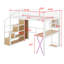 Lit mezzanine double avec bureau et escalier de rangement, lit mezzanine en métal avec éclairage DEL, lit mezzanine haut avec garde-robe et tablettes-1221089590