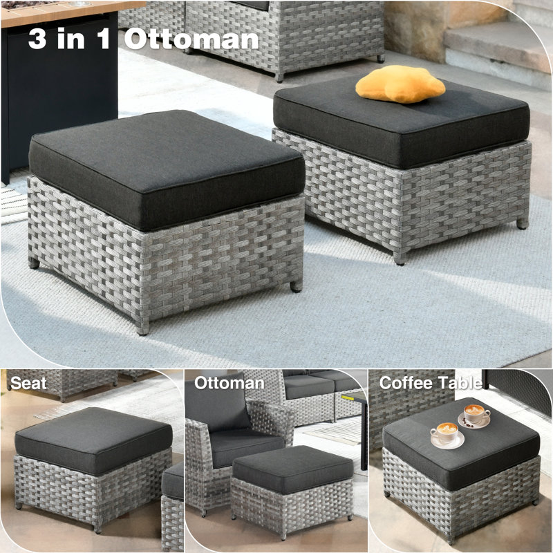 Koyno 10 - Person Patio Conversation Set with Cushions, Black, No