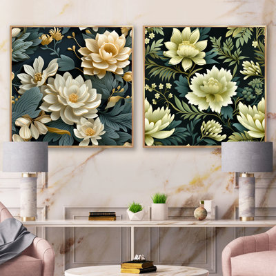Caledon - Ensemble de 2 collages carrés floraux