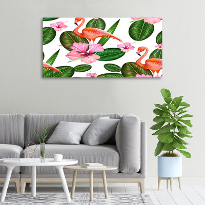Flamingos and Plants 1 Piece Wall Art on Canvas