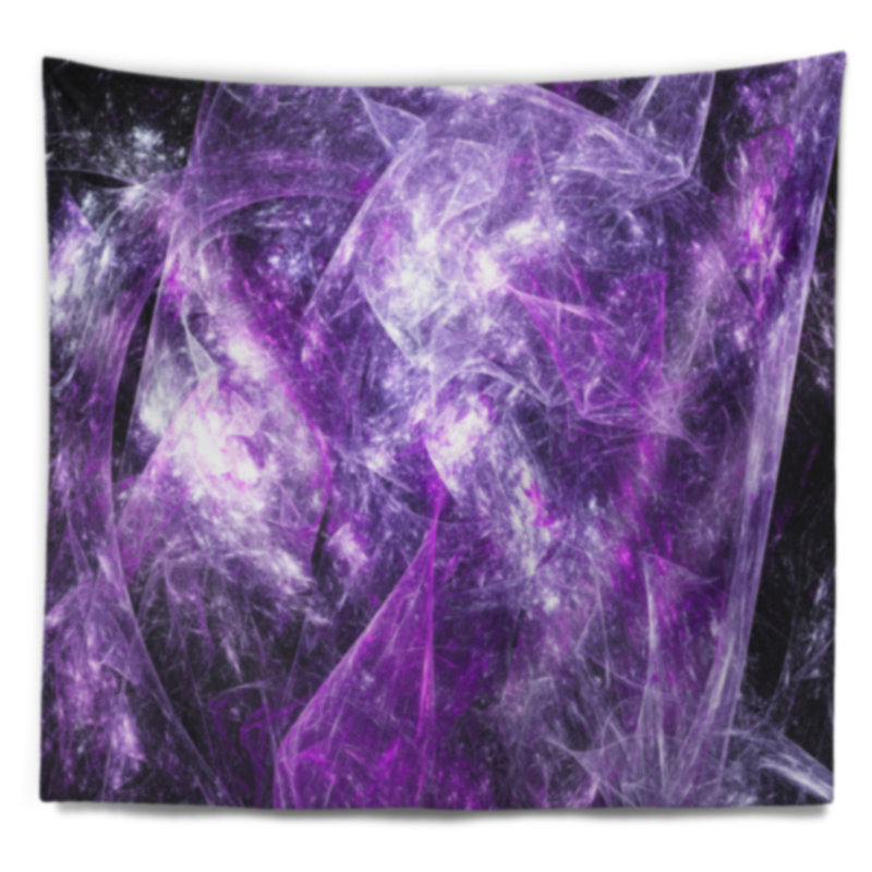 Tapisserie abstraite mystique mauve fractale, H 32 po x l 39 po