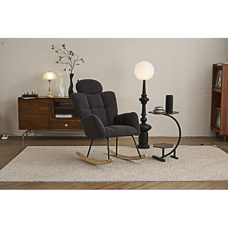 Fauteuil oscillant rembourré, Ourson gris foncé