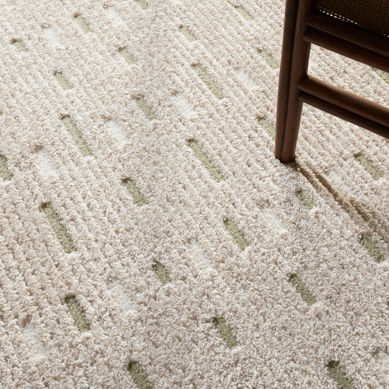 Label J Verdant JID29 Geometric Ivory and Green Area Rug , Rectangle 8'10" x 12'