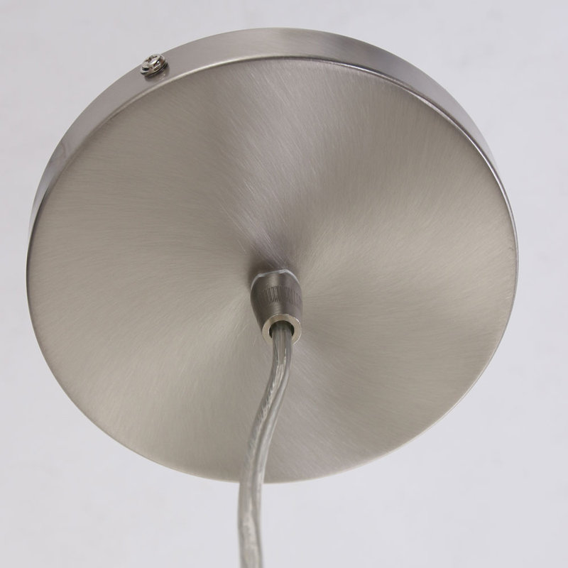 Owings 1 - Light Drum Pendant, Brushed steel, White chintz