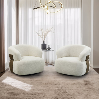 Hillip 33'' Wide Modern & Comfort Barrel Chair With 360 Degree Swivel(Set of 2)