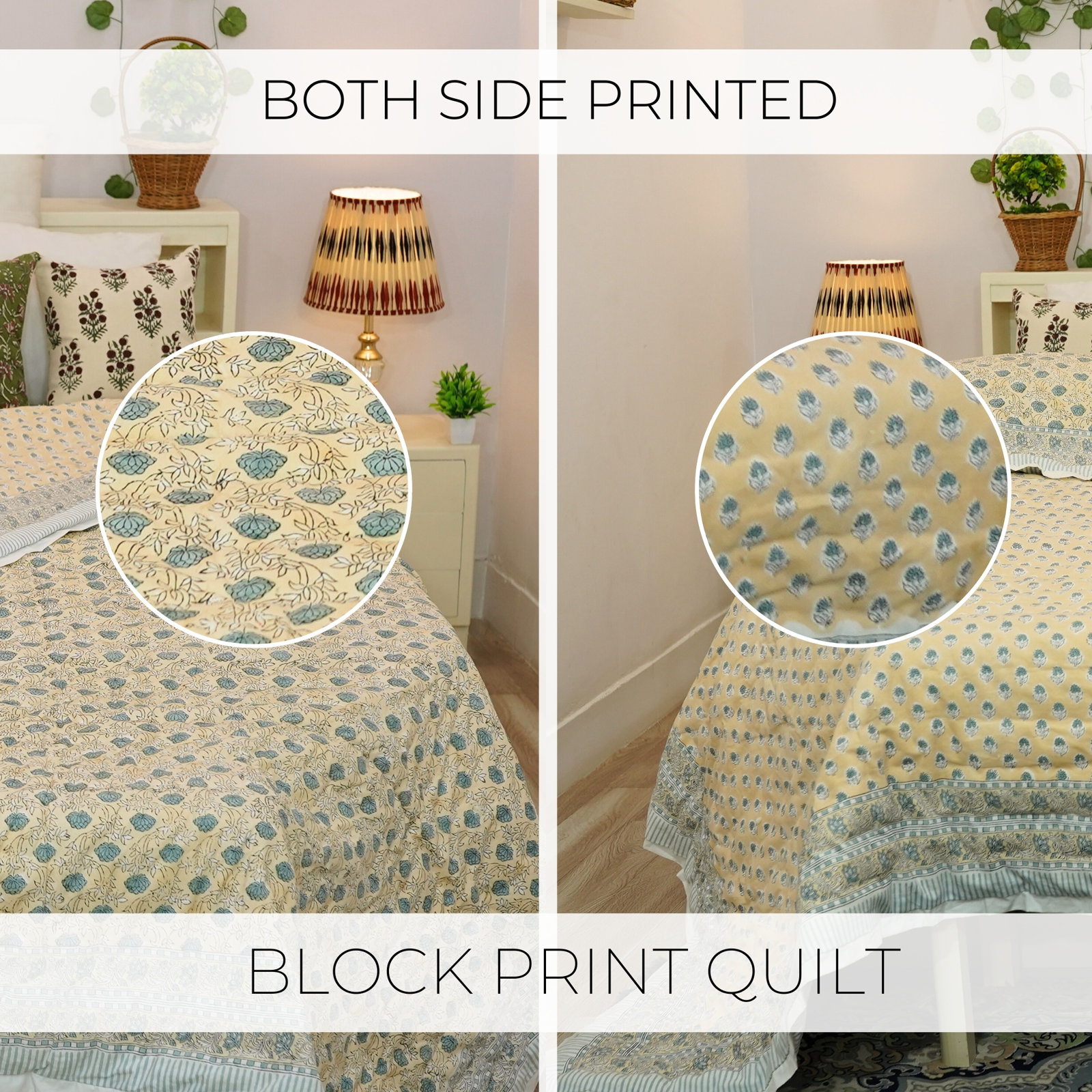 Cotton Quilted Throw Blanket, King Us, Yellow/Green