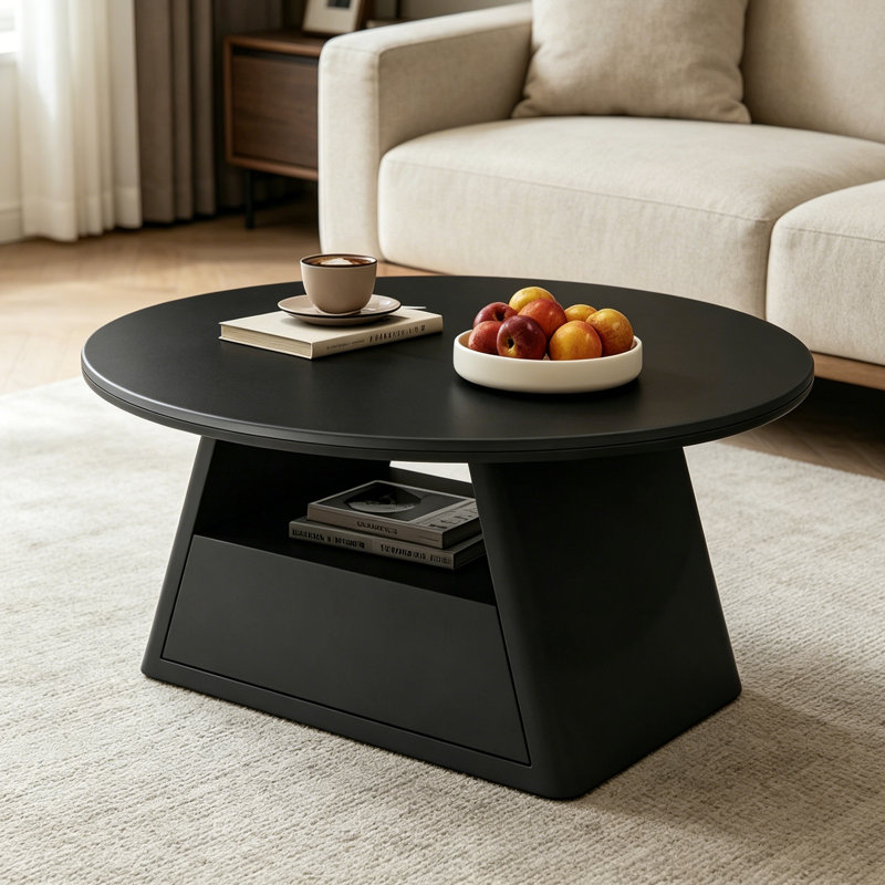 1 table basse simple, H 15,74 po x L 31,49 po x l 31,49 po, Noir, Noir
