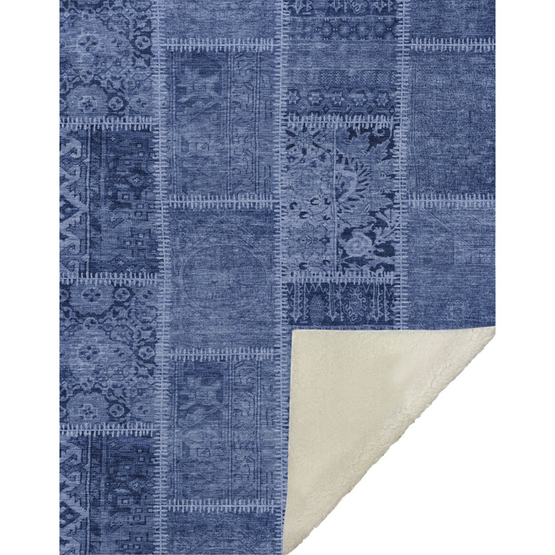 Jeté patchwork Addison Sherpa ASB635, Marine