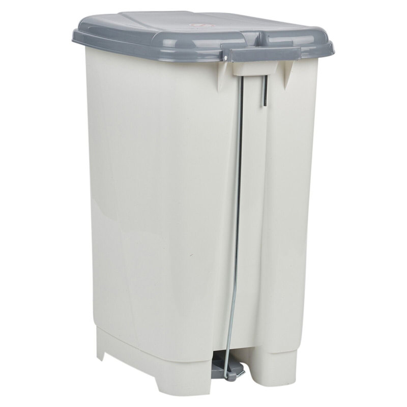 Esmerelda Plastic Pedal Lid Pedal Bin - 15.45L, Light Grey/Beige