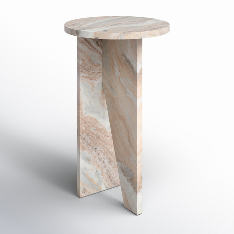 Devlin Marble Drink Table, Beige