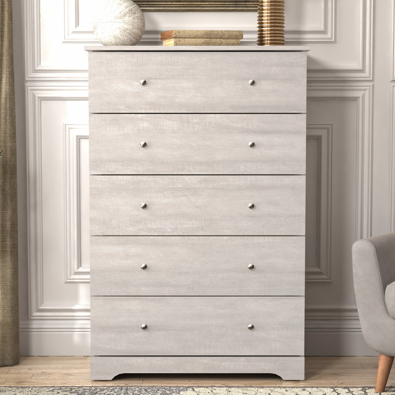 Commode 5 tiroirs Blaklee, Chêne gris poussiéreux / peu robuste