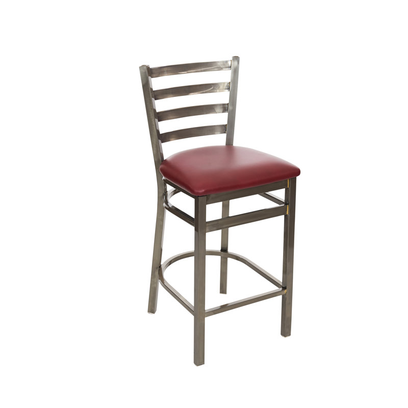 Upholstered Counter Stool with Metal Frame, Light Brown