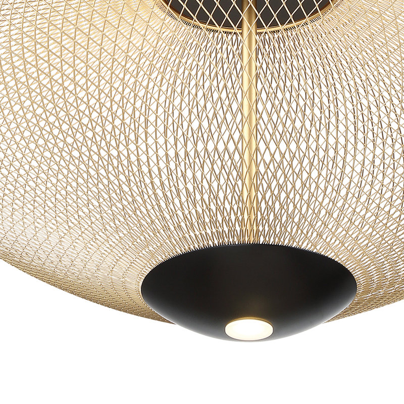 Luminaire suspendu Park - grand, maille dorée et noire