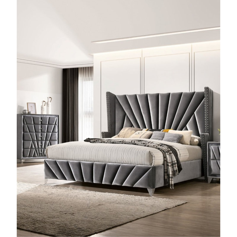 Lit à oreilles pour chambre à coucher 1pc, Gris