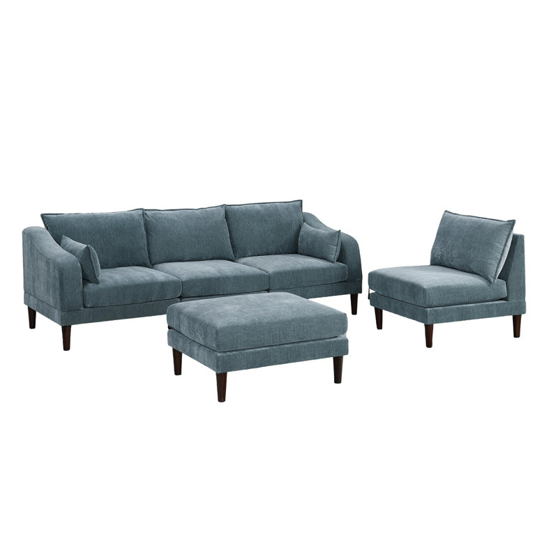 Beautiful 5Pcs Modular Sectional Set 2X One Arm Chairs 2X Armless Chair 1X Ottoman Living Room Furniture Fabric