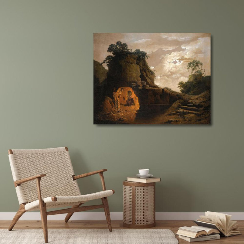 «Virgil's Tomb by Moonlight» par Joseph Wright Of Derby - Art mural sur toile tendue avec châssis, H 40 po x l 28 po