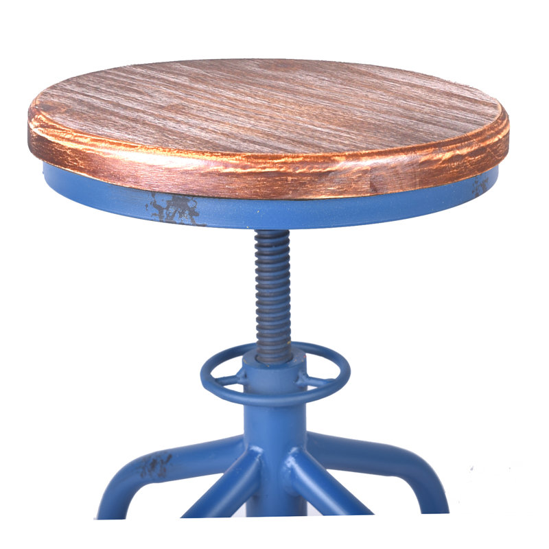 Tabouret de ferme Williston, Bleu, Brun pâle