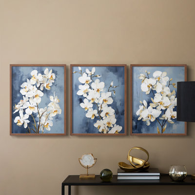 Floral Study  Series  LVIII  -Set Of 3 Framed Giclee Prints -Ready to Hang