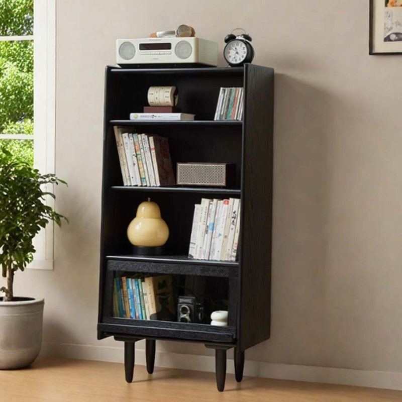 Black Solid Wood Sideboard Bookcase