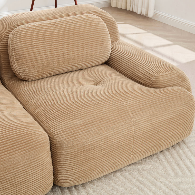 2 modules en velours côtelé, base antidérapante, forme incurvée ergonomique et teinte camel, luxueux, antidérapant, support pour espaces de vie