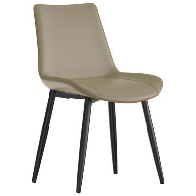 Ensemble de 4 chaises de salle à manger modernes en polyuréthane avec pieds en métal, résistant aux taches pour la cuisine et la salle à manger