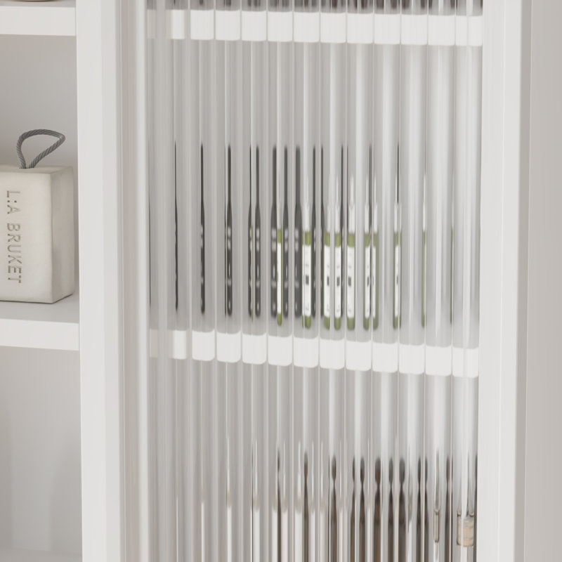 White Particleboard LED Mirror Cabinet With 2 USB