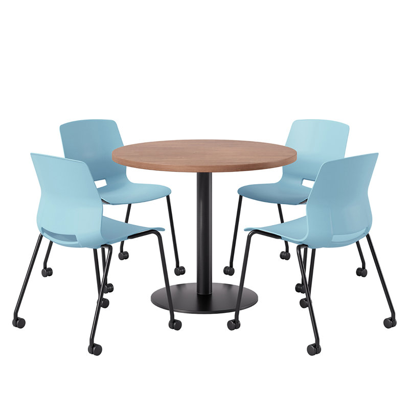 Ensemble repas pour quatre personnes, Bleu et noir, Cerise, H 41 po x L 36 po x l 36 po