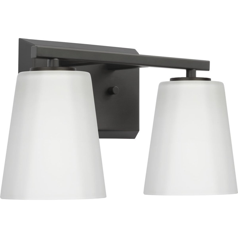 2 - Light Dimmable Vanity Light, White, Matte Black