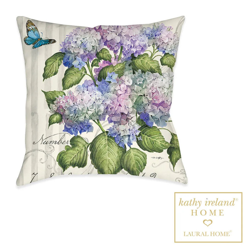 Papillon Hydrangea Indoor Decorative Pillow